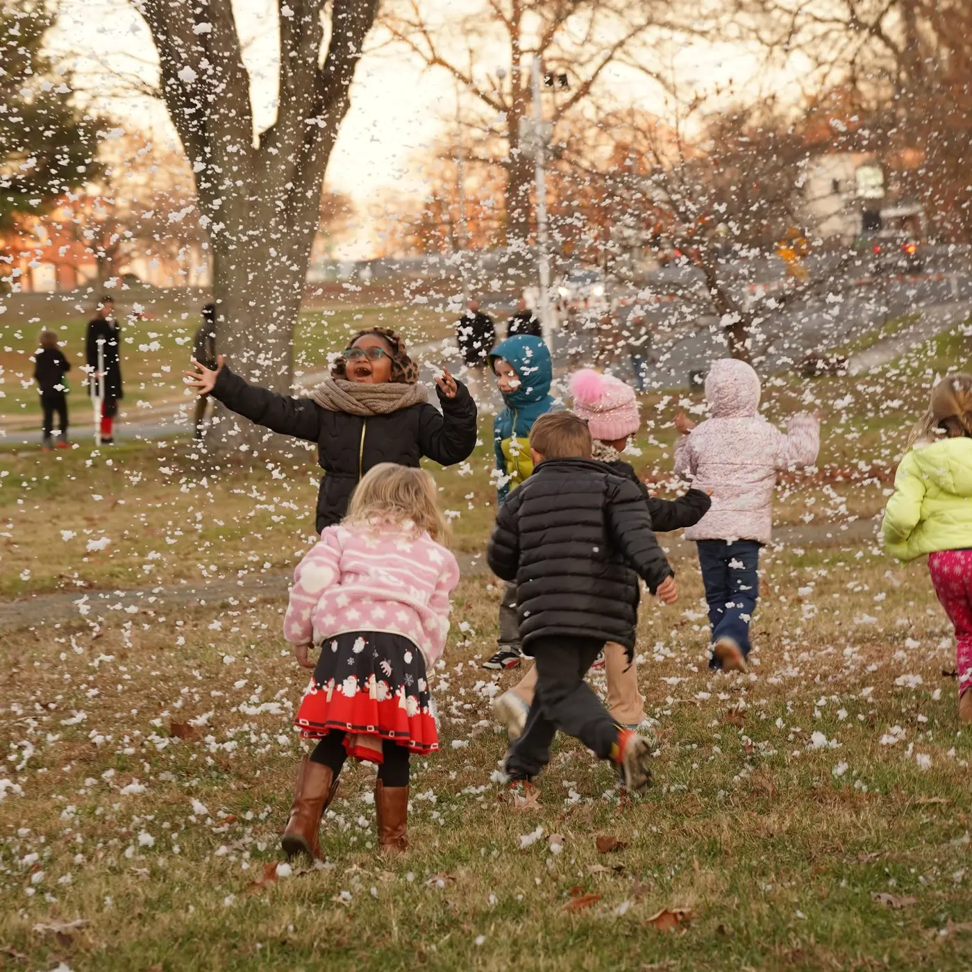 Children playing outdoors at a community event